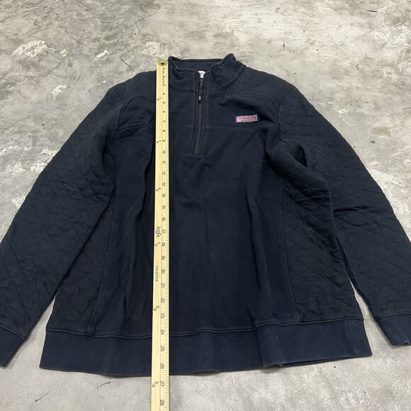 Vineyard Vines Quilted Sweatshirt Quarter Zip Pullover Black Men’s Size XL - Picture 2 of 8